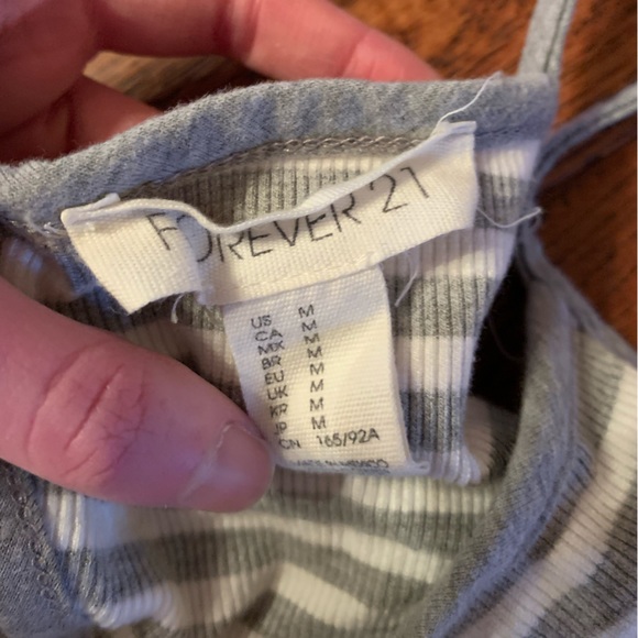Forever 21 gray and white striped tank top - Picture 2 of 2